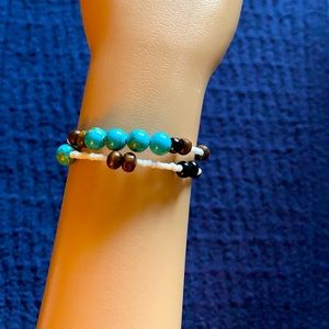 Turquoise Mosaic Shell Coil Bracelet